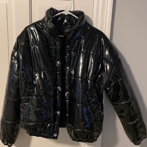 Shiny black puffer